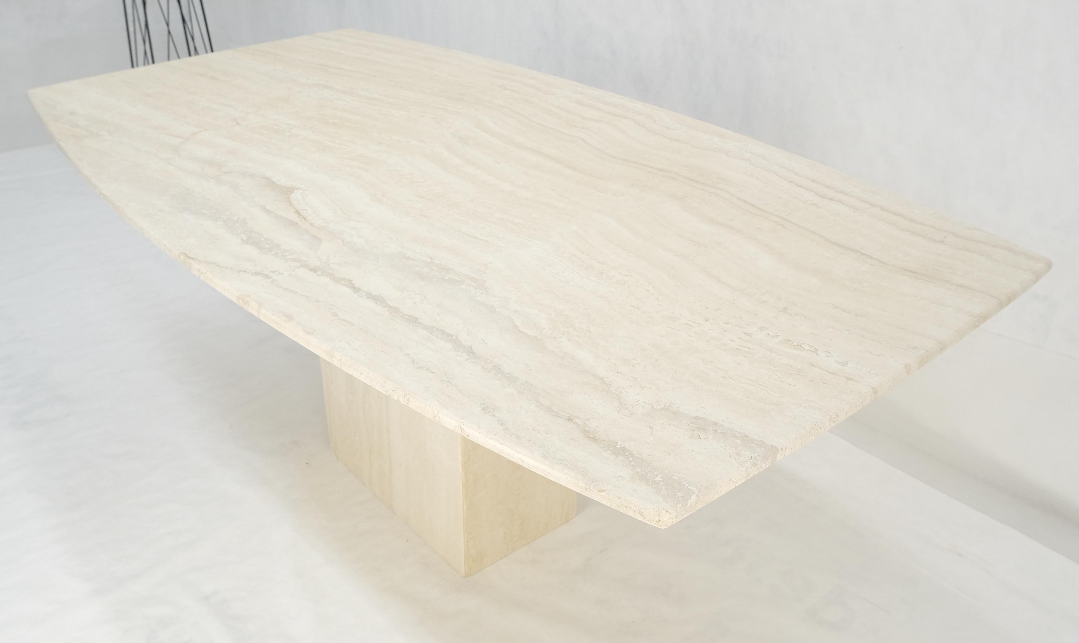 Italian Boat Shape Oval Travertine Single Pedestal Dining Conference Table Mint For Sale 5