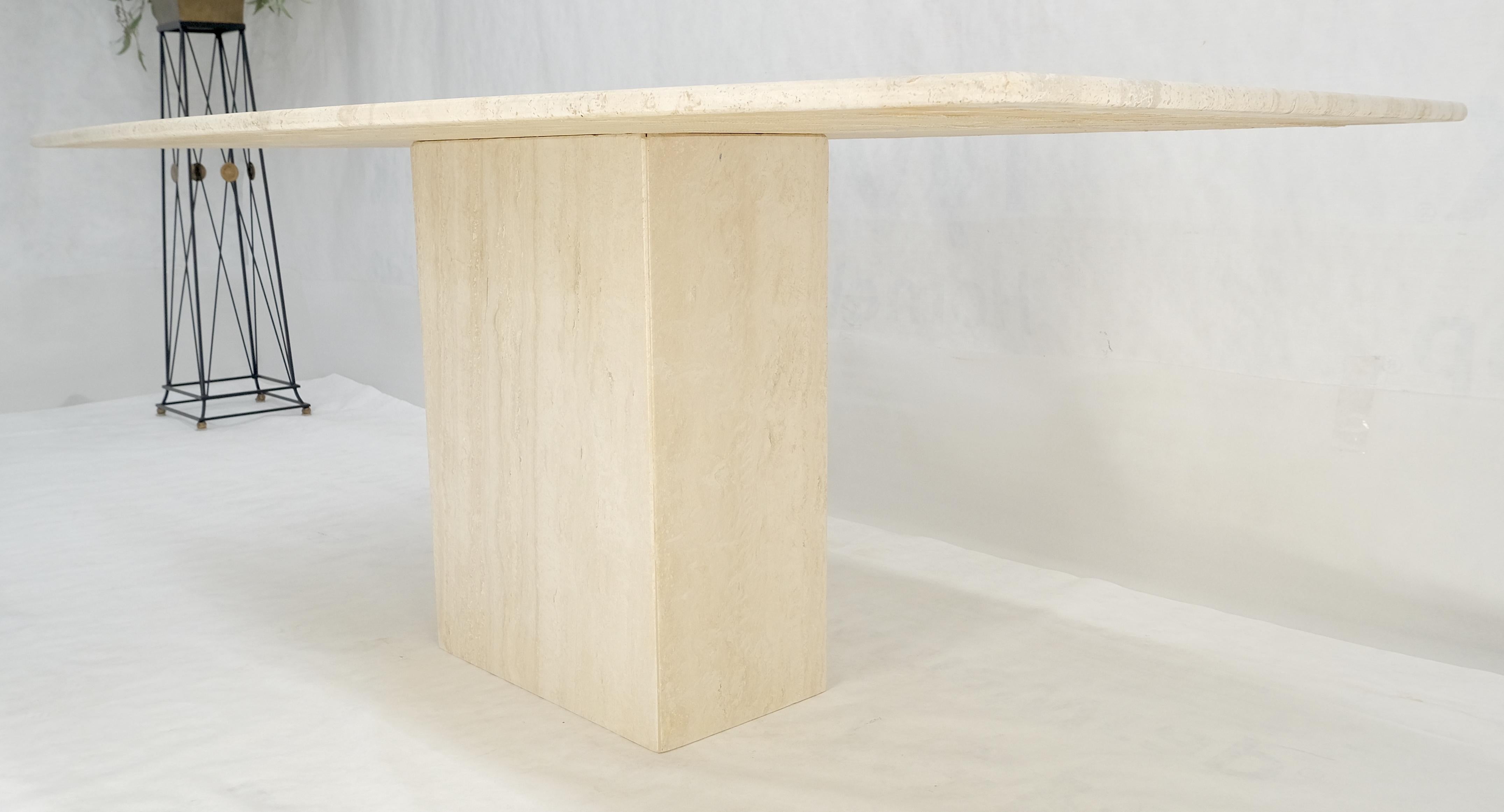 Italian Boat Shape Oval Travertine Single Pedestal Dining Conference Table Mint For Sale 6