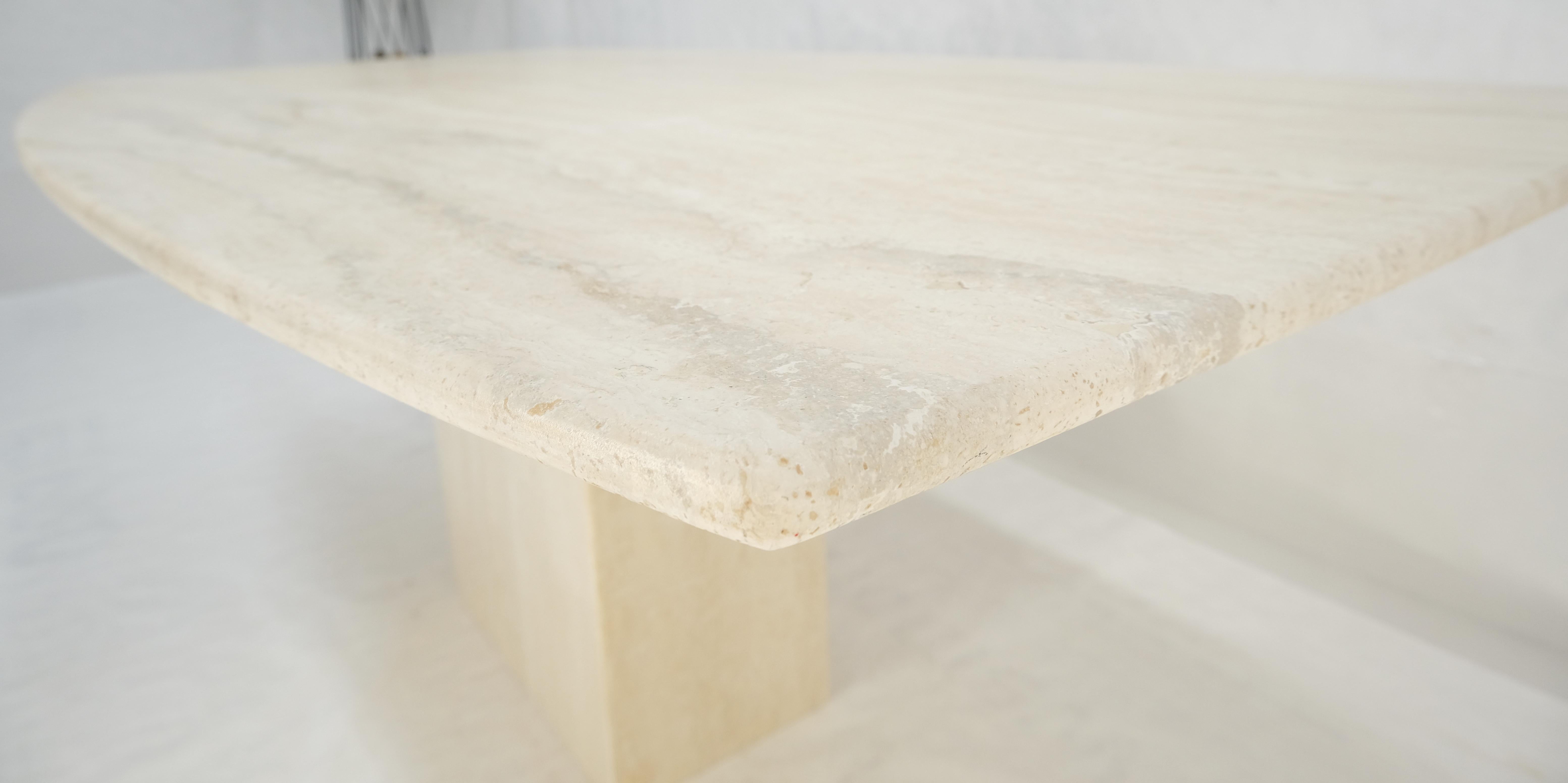 Italian Boat Shape Oval Travertine Single Pedestal Dining Conference Table Mint For Sale 8