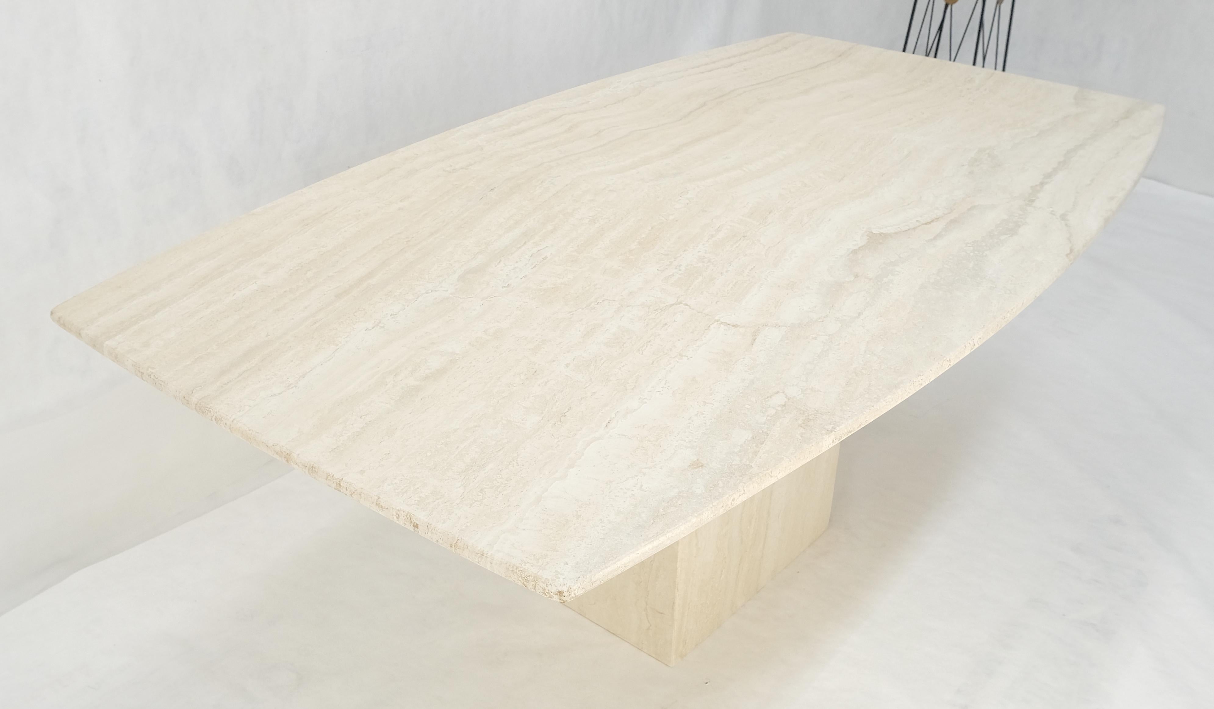 Italian Boat Shape Oval Travertine Single Pedestal Dining Conference Table Mint For Sale 9
