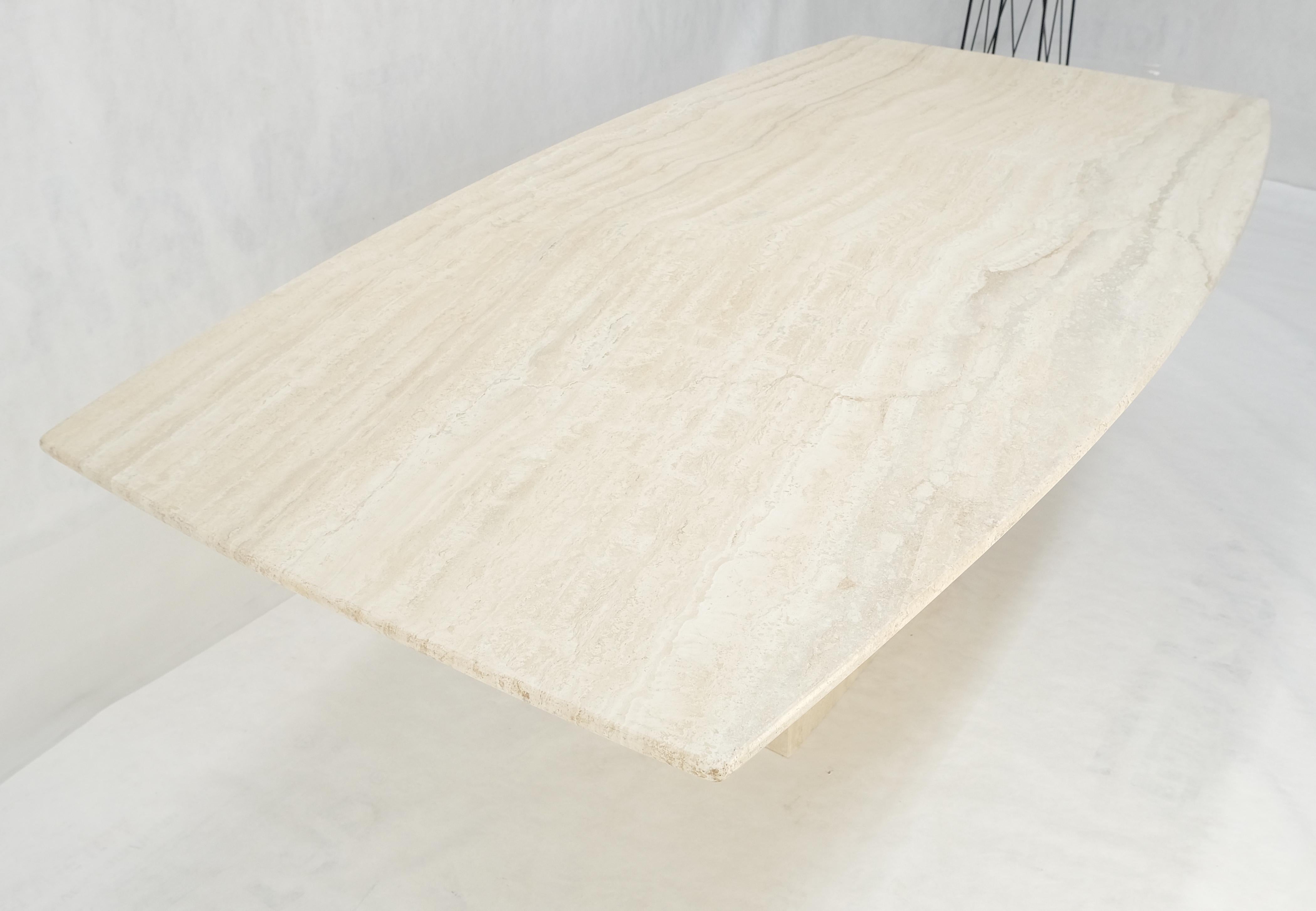 Italian Boat Shape Oval Travertine Single Pedestal Dining Conference Table Mint For Sale 10