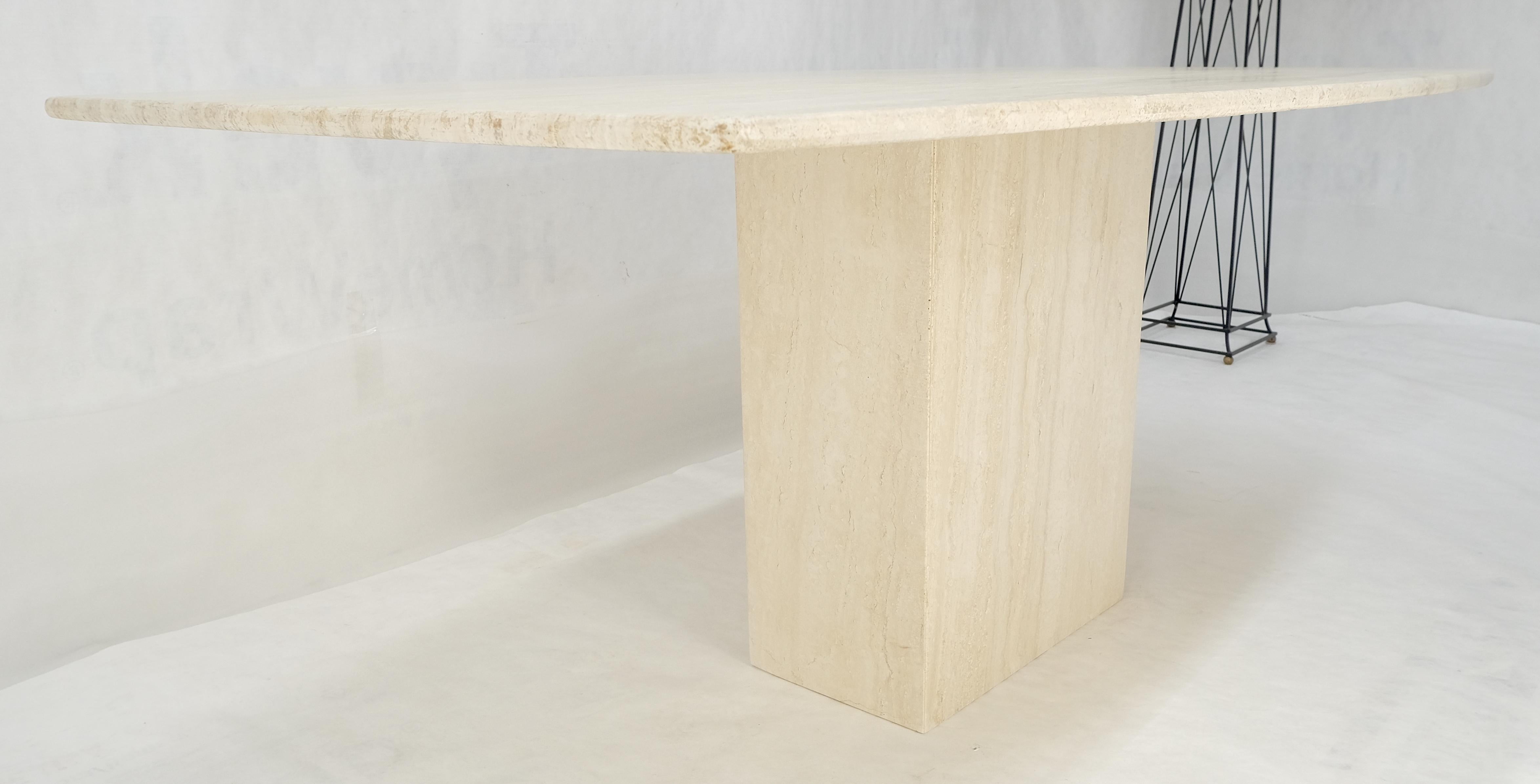 Italian Boat Shape Oval Travertine Single Pedestal Dining Conference Table Mint For Sale 11