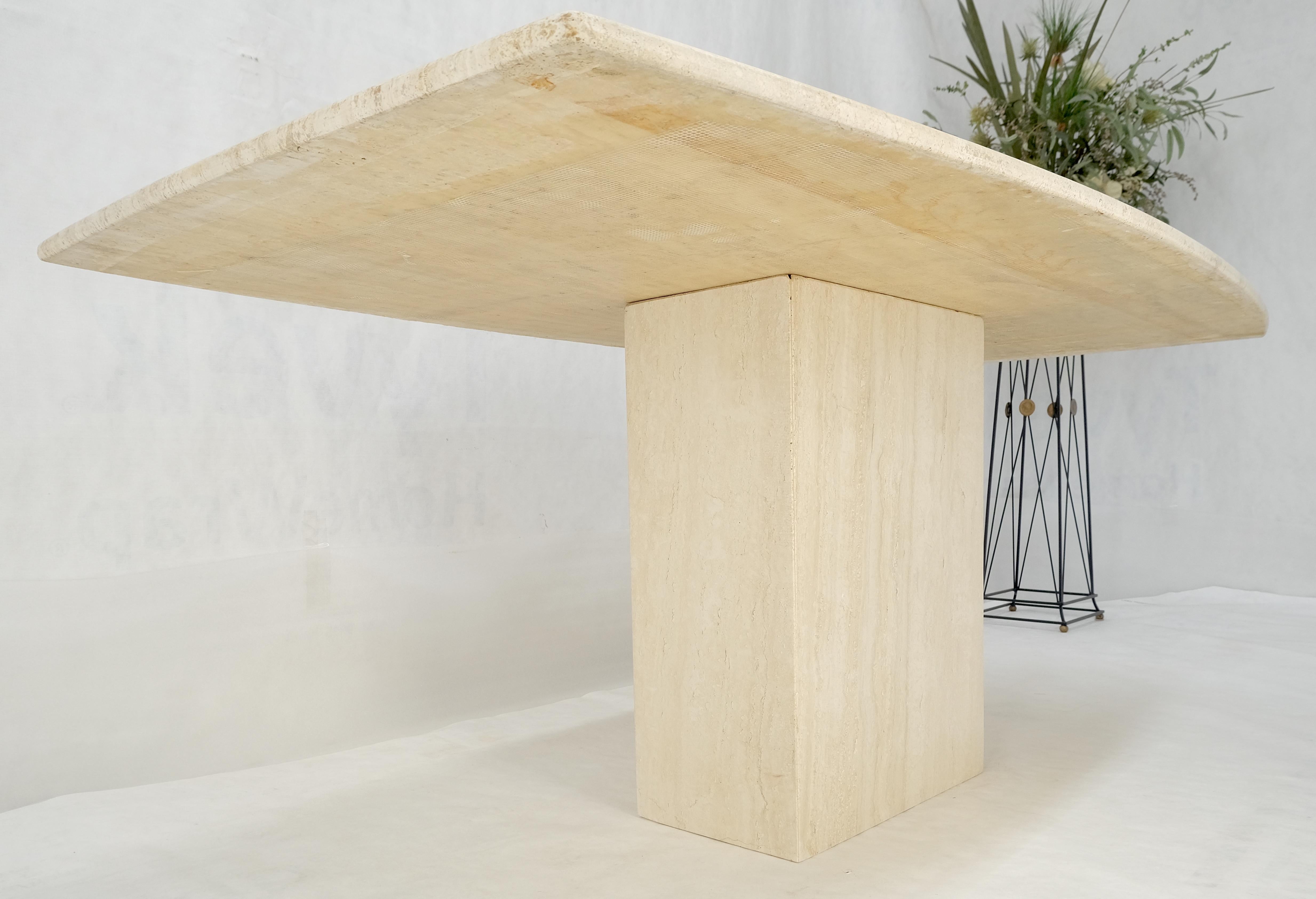 Italian Boat Shape Oval Travertine Single Pedestal Dining Conference Table Mint For Sale 12
