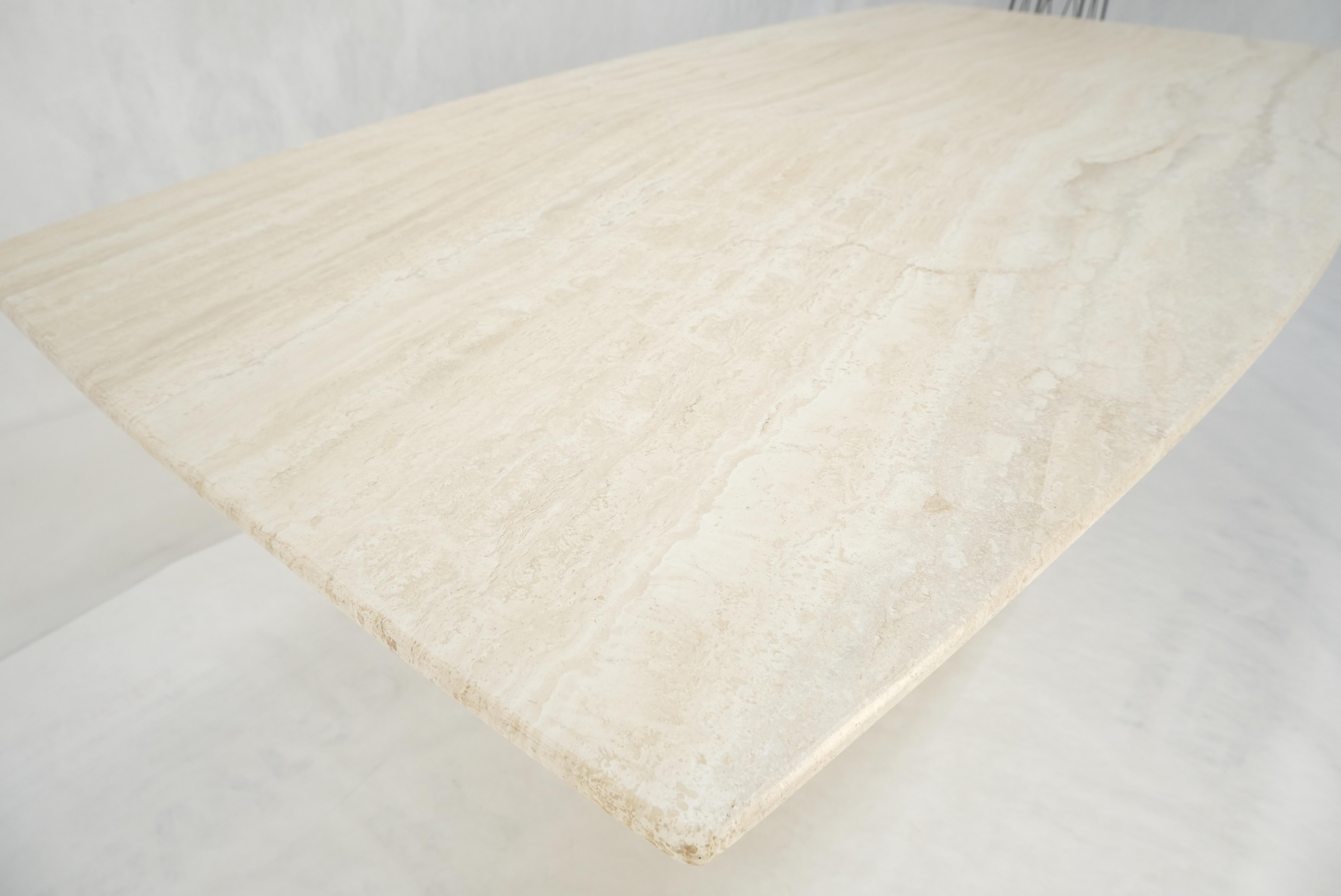Italian Boat Shape Oval Travertine Single Pedestal Dining Conference Table Mint For Sale 13