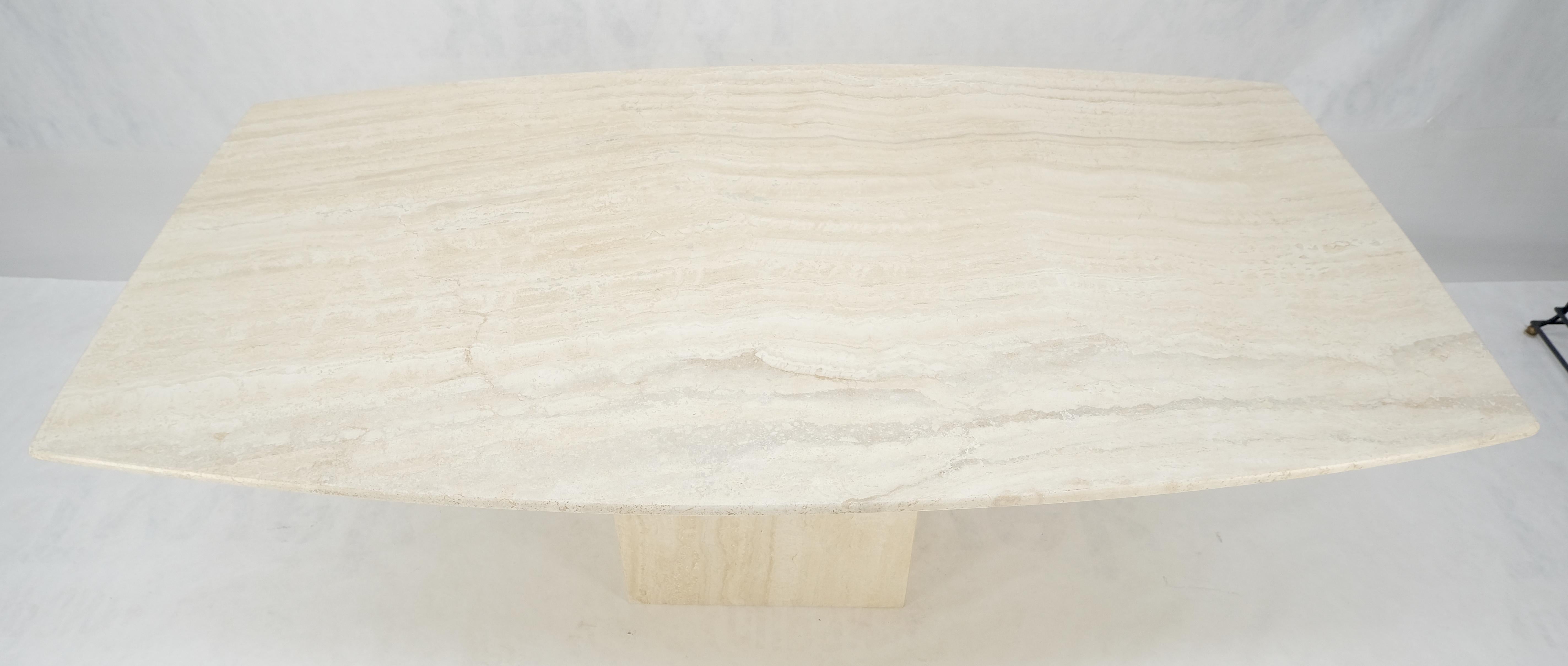 Italian Boat Shape Oval Travertine Single Pedestal Dining Conference Table Mint 
