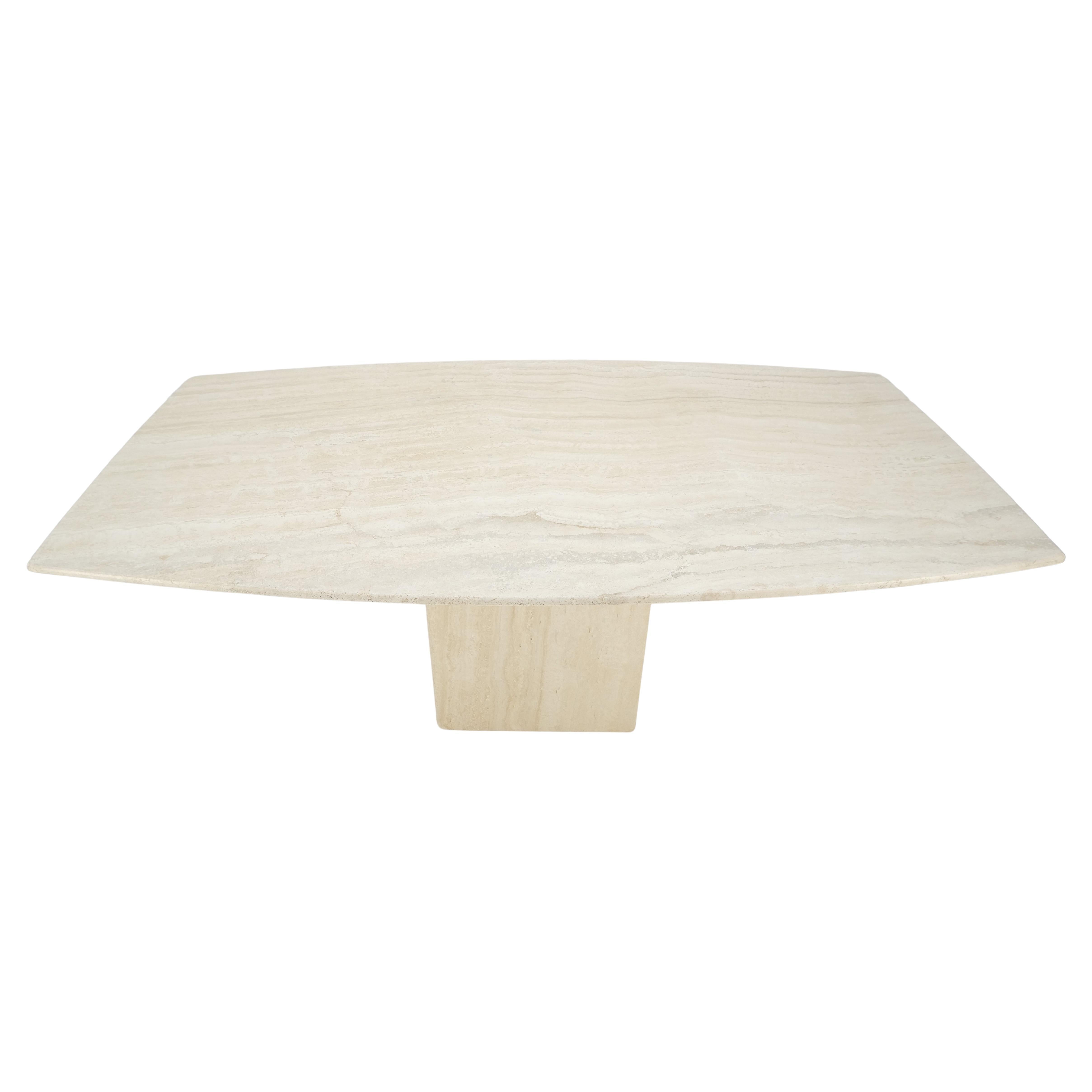 Italian Boat Shape Oval Travertine Single Pedestal Dining Conference Table Mint For Sale