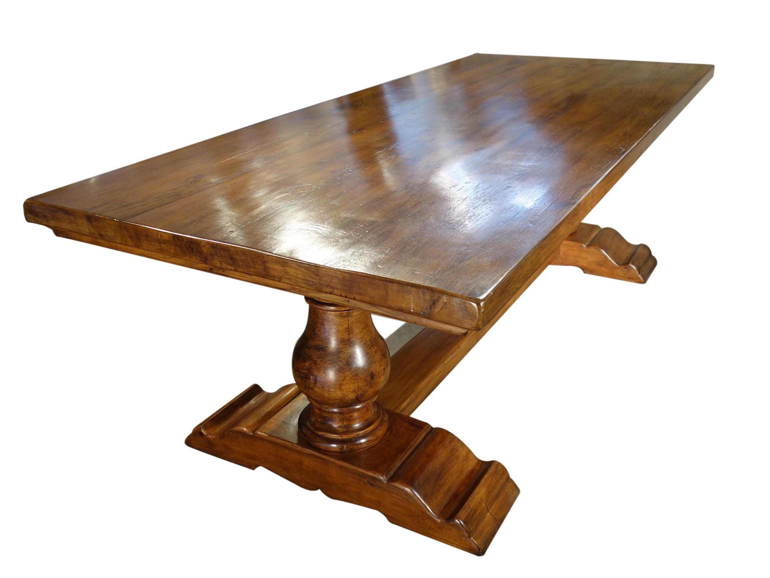 18th C Style BOCCI Solid Italian Walnut Trestle Dining Table In-Stock For Sale 4