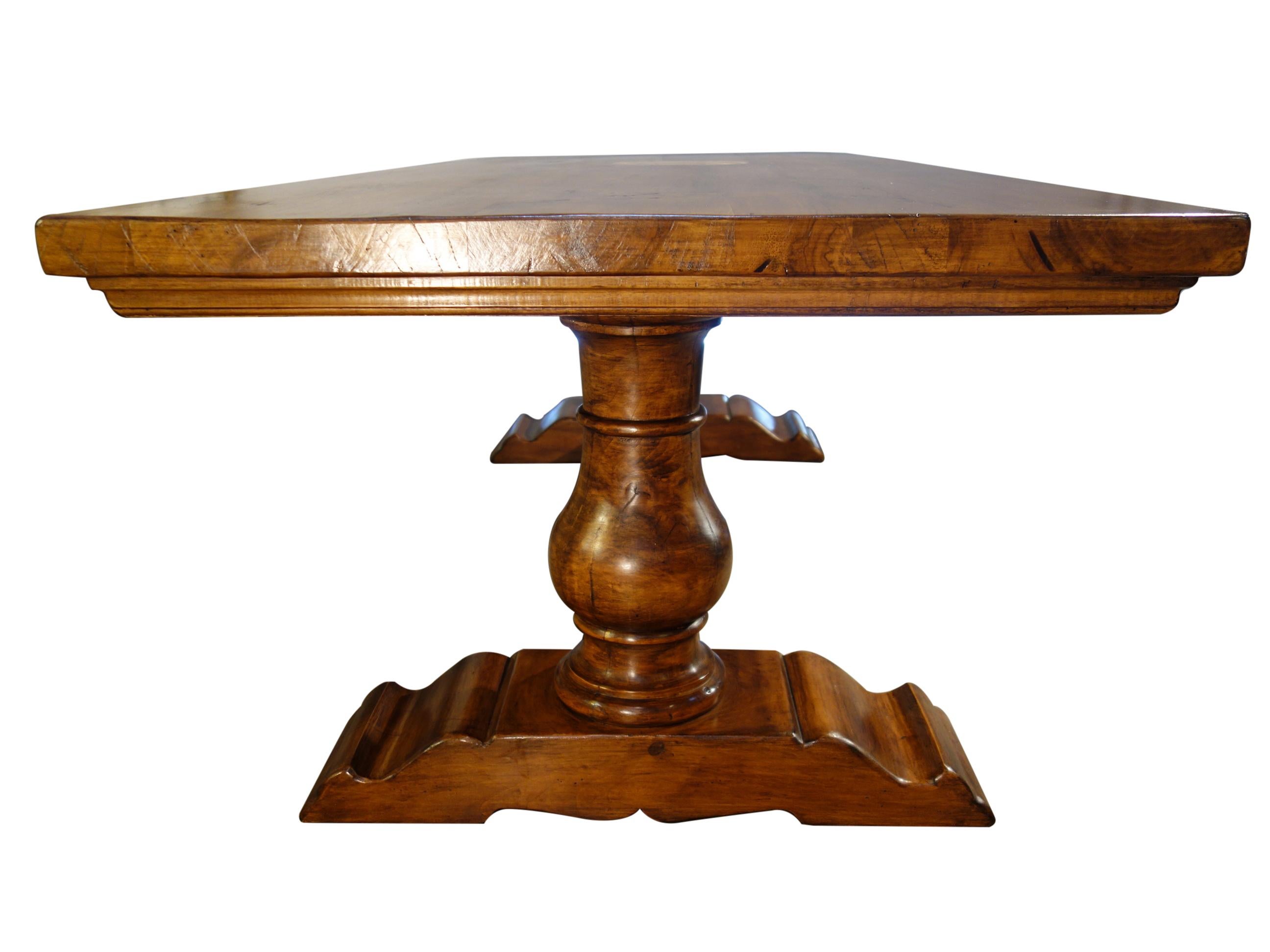 18th C Style BOCCI Solid Italian Walnut Trestle Dining Table In-Stock For Sale 6