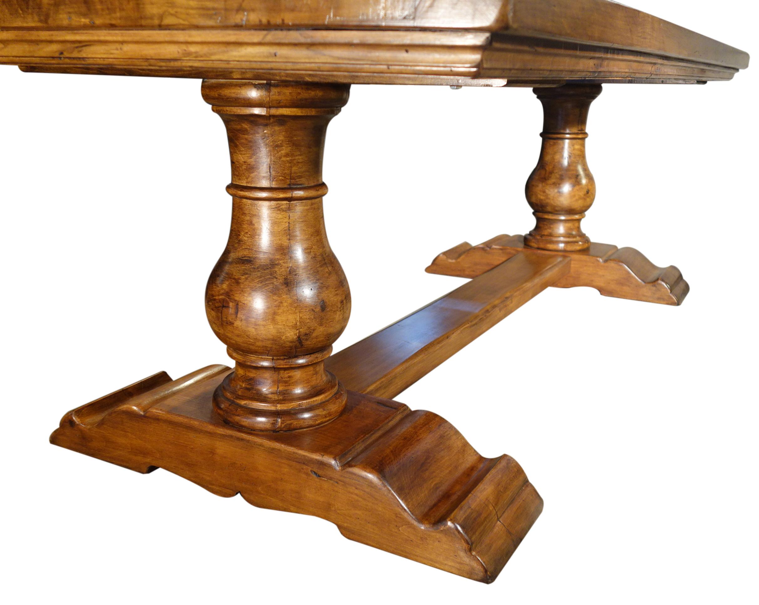18th C Style BOCCI Solid Italian Walnut Trestle Dining Table In-Stock For Sale 10