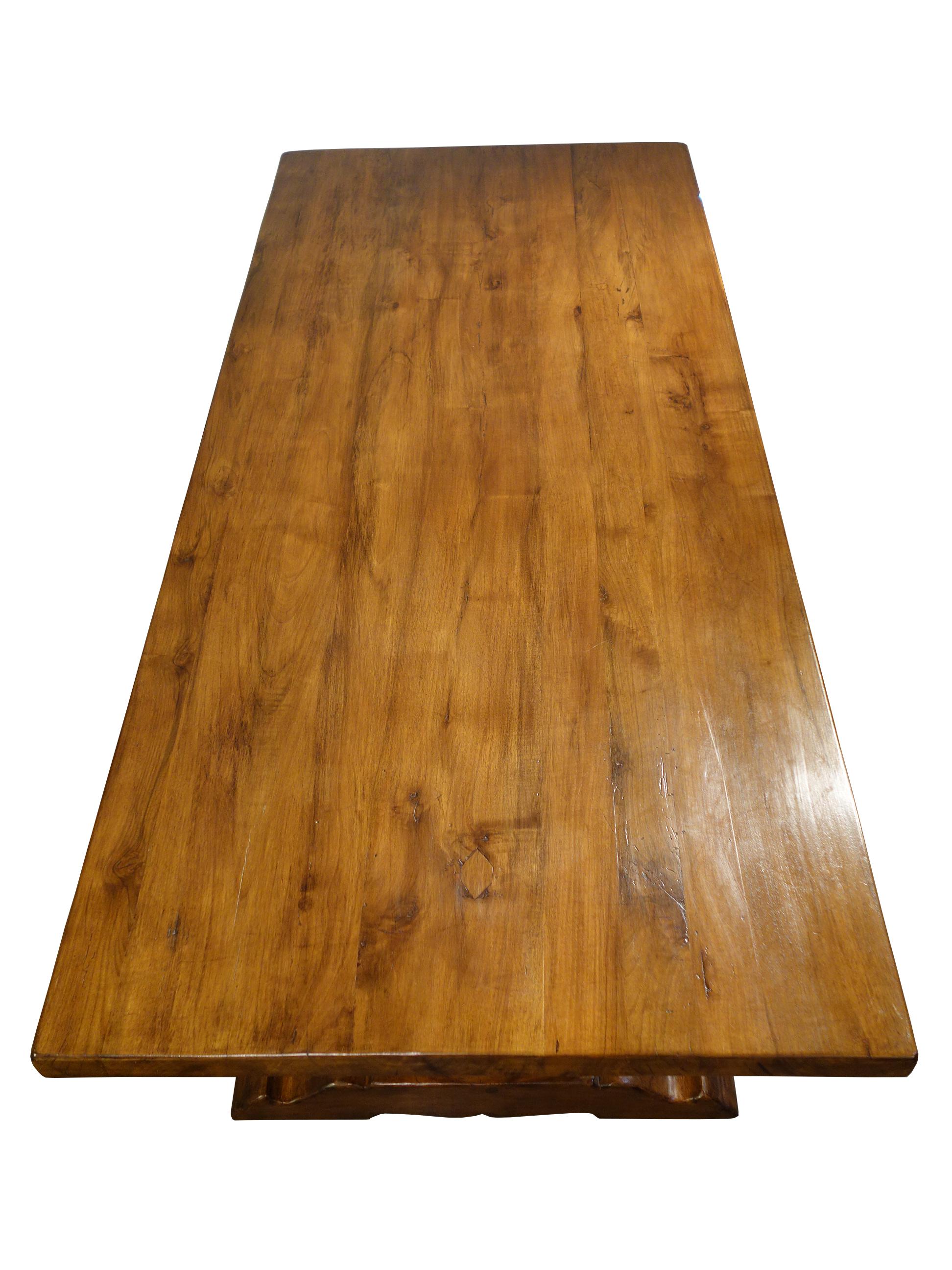 Table de salle à manger à tréteaux en noyer italien massif BOCCI, style 18e siècle, en stock en vente 11