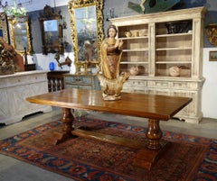 18th C Style BOCCI Solid Italian Walnut Trestle Dining Table In-Stock