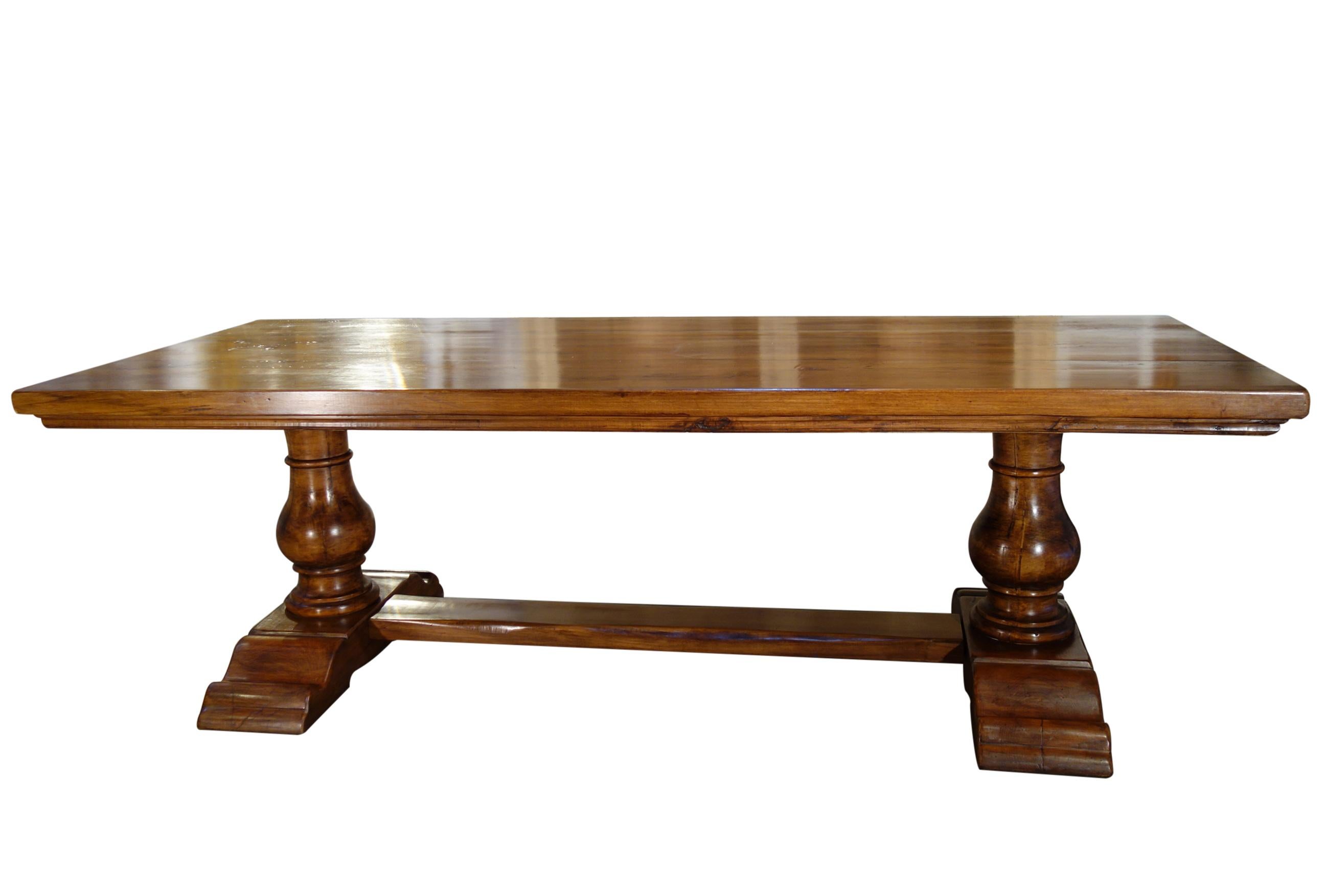 Baroque 18th C Style BOCCI Solid Italian Walnut Trestle Dining Table In-Stock For Sale