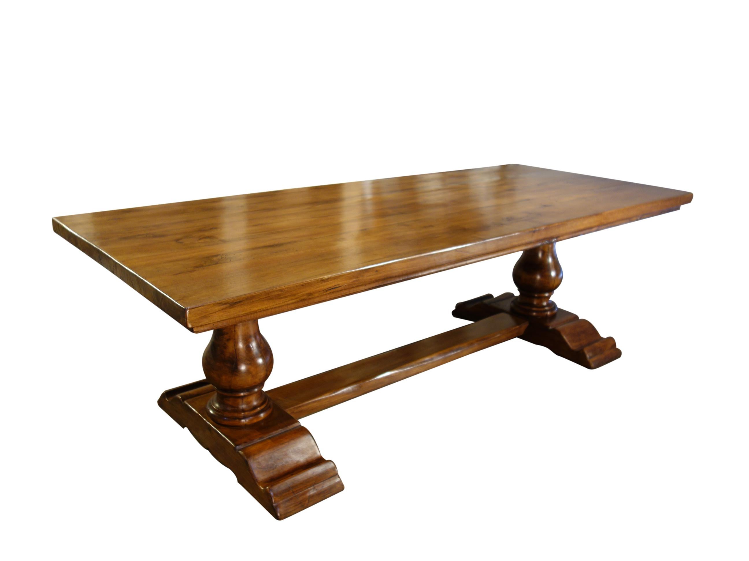 18th C Style BOCCI Solid Italian Walnut Trestle Dining Table In-Stock In New Condition For Sale In Encinitas, CA