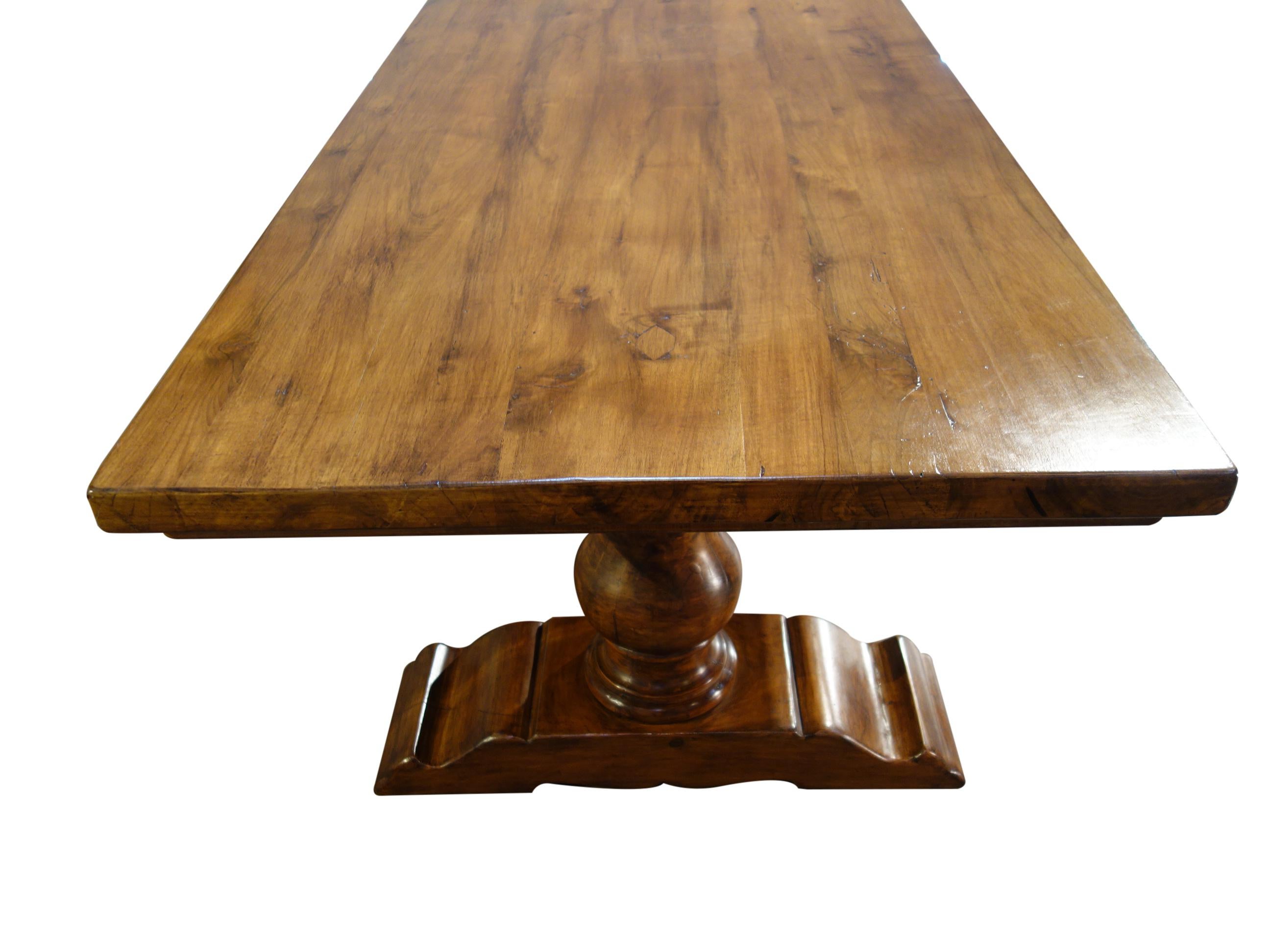 18th C Style BOCCI Solid Italian Walnut Trestle Dining Table In-Stock For Sale 1