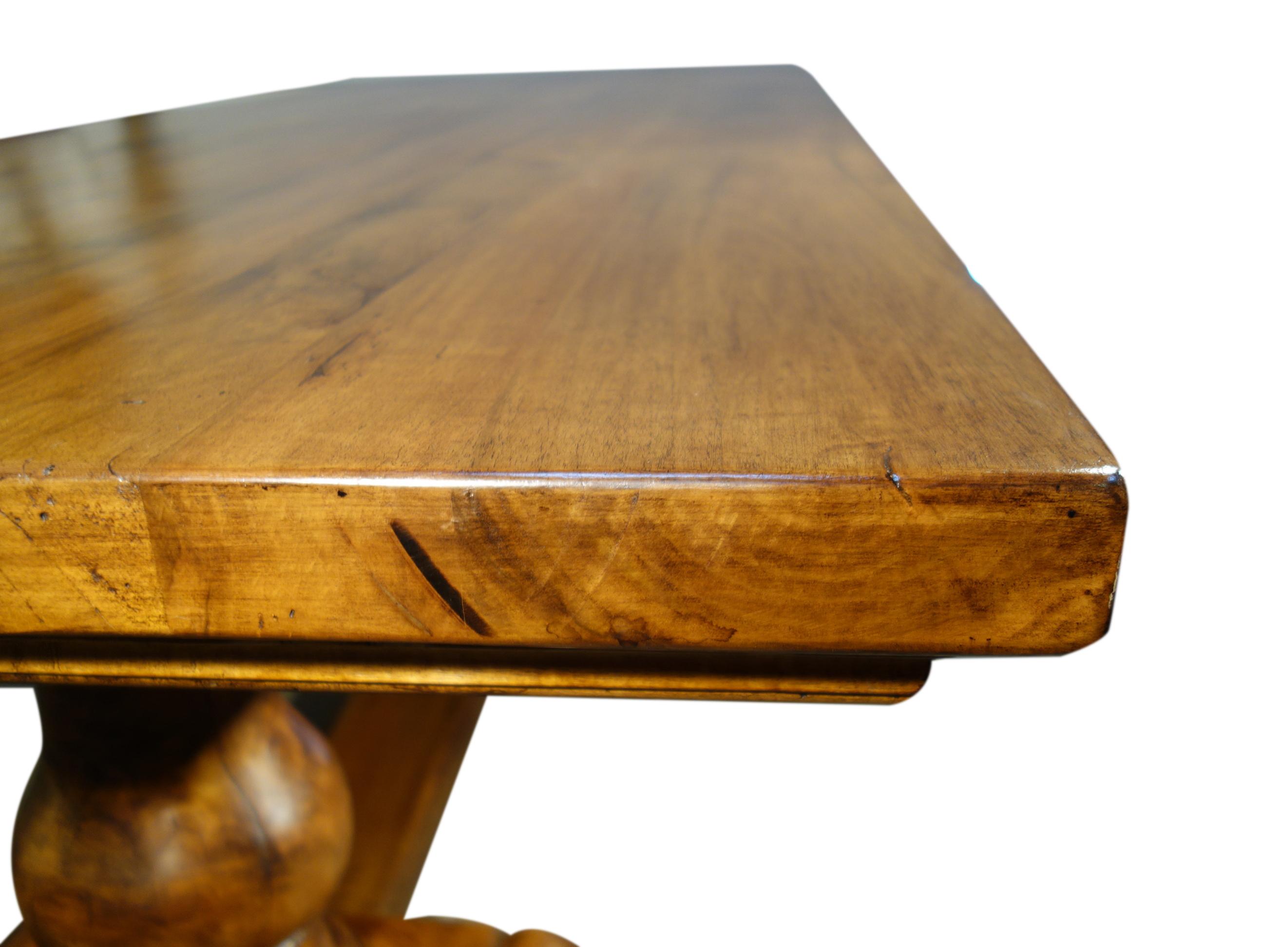 18th C Style BOCCI Solid Italian Walnut Trestle Dining Table In-Stock For Sale 3