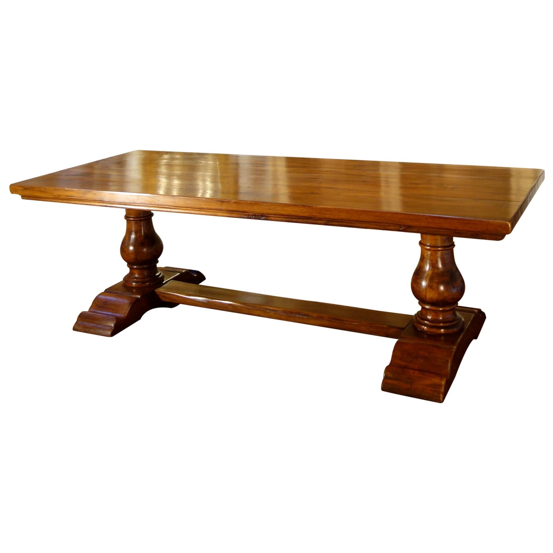 Italian BOCCI Old Walnut 2 Pedestal Trestle Dining Table, Available Custom Size
