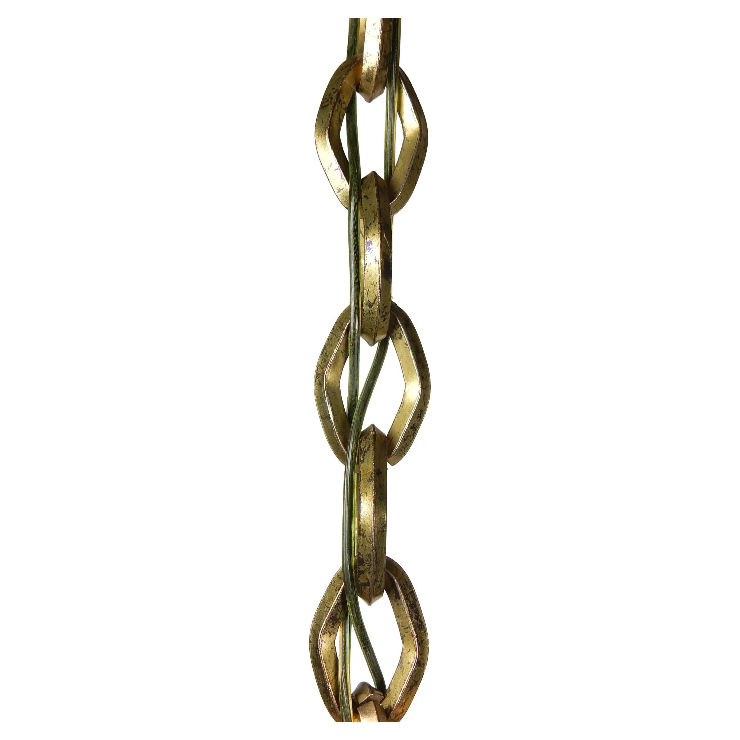 Metallo Lampada a sospensione Swag 'Italian Bohemian Chic' con gabbia in vetro viola e oro in vendita