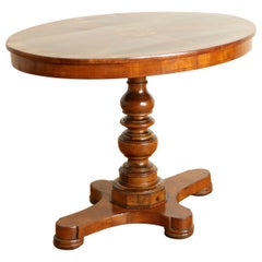 Antique Italian, Bologna, Late Neoclassic Walnut & Inlaid Oval Center Table, ca. 1835-40