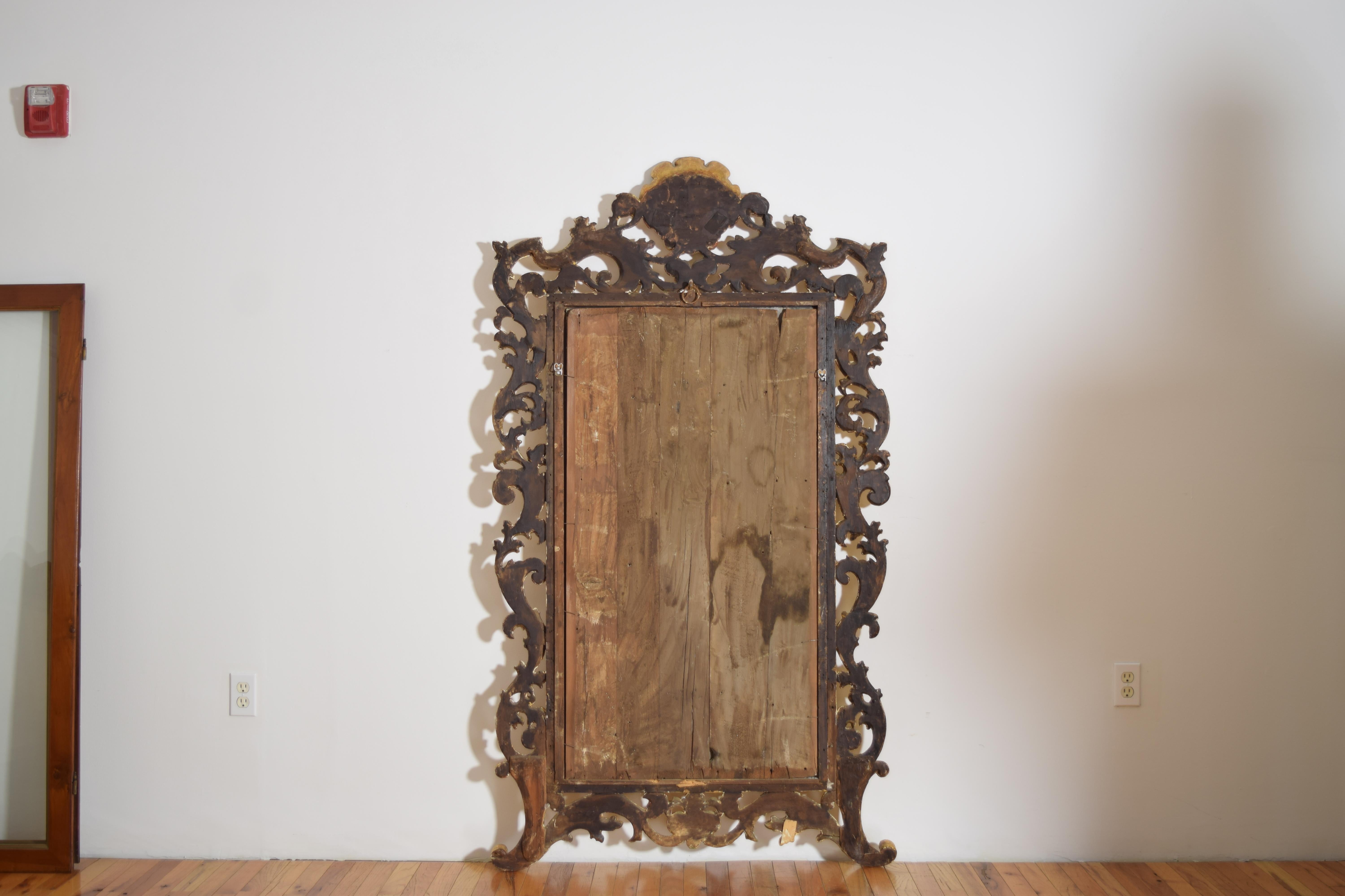 Miroir italien, Bologne, d'époque rococo, en bois doré sculpté de coquillages, milieu du 18e siècle en vente 5