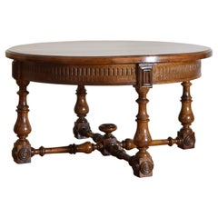 Italian, Bologna, Walnut Large Center or Dining Table, Mid 19th Century