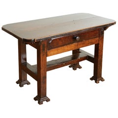 Italian, Bolognese, Baroque Period Solid Walnut 1-Drawer Table, mid 17th century