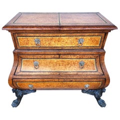 Italian Bombay Chest Commode Leather Wrapped Nightstand Bedside Table