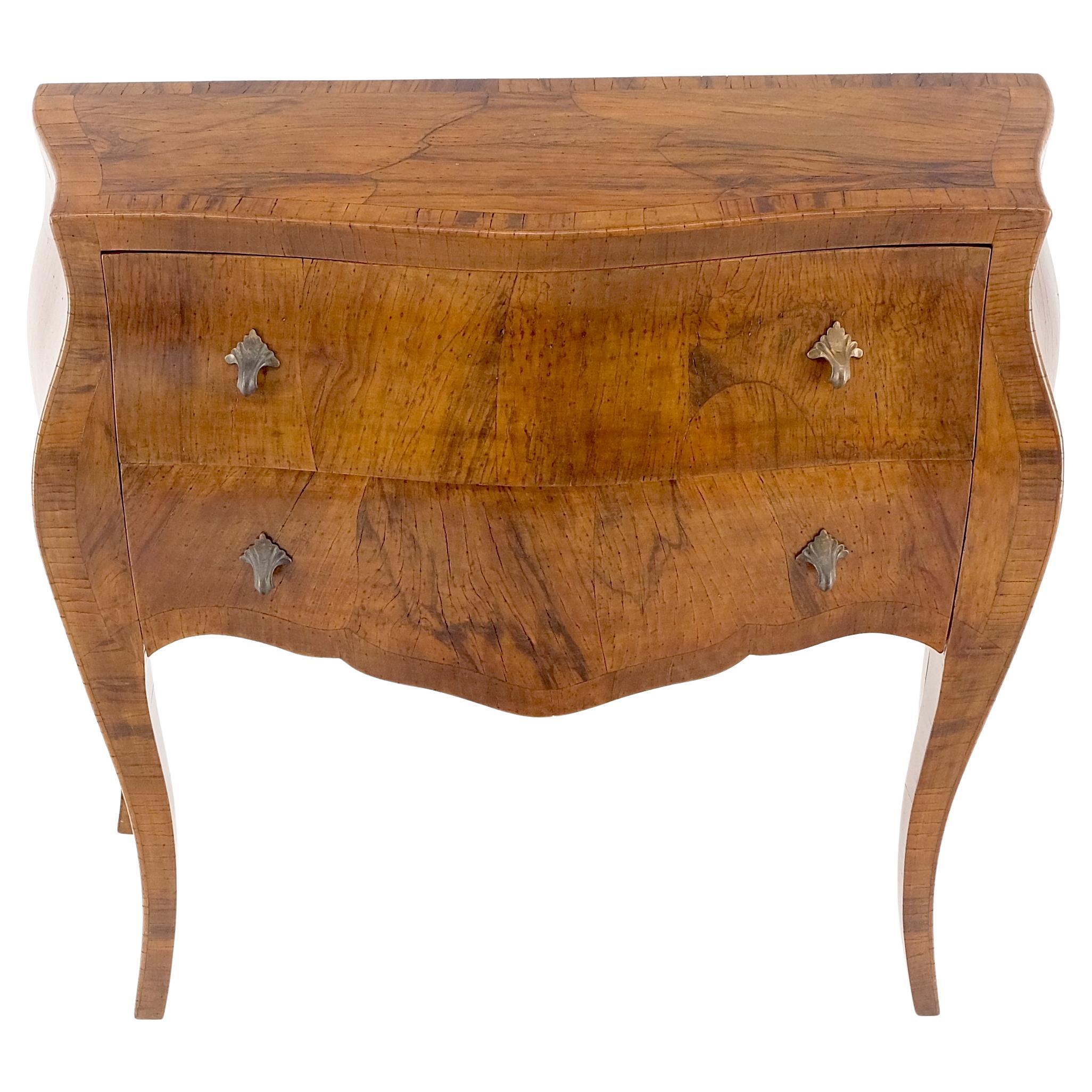 Cómoda Consola Italiana Bombay Gruesa Chapa de Madera de Olivo Burl Dos Cajones