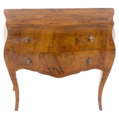 Cómoda Consola Italiana Bombay Gruesa Chapa de Madera de Olivo Burl Dos Cajones