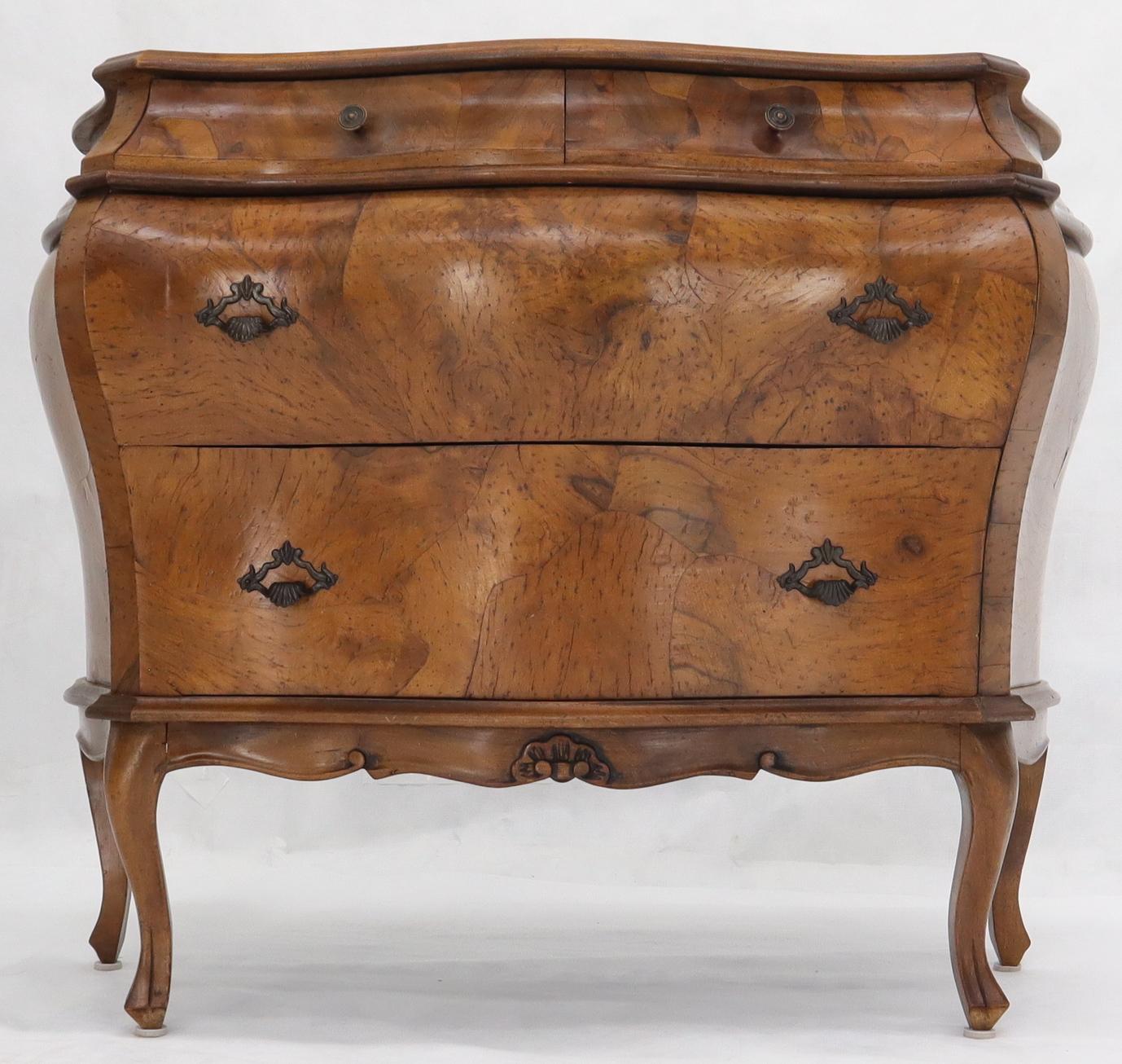 Italian Bombe Olive Wood 3-Drawer Chest Dresser 3