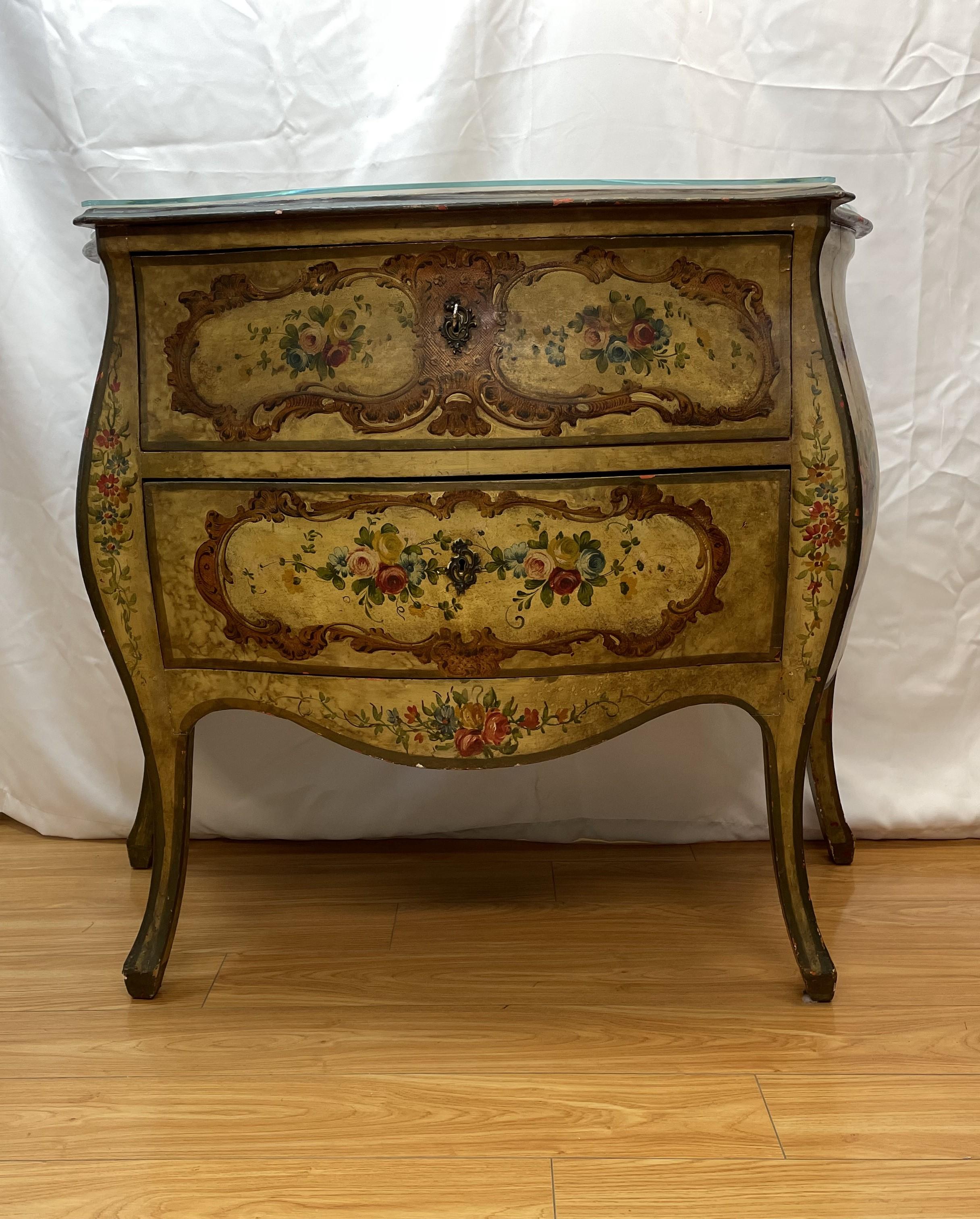 Italian Bombe Two-Drawer Commode In Good Condition For Sale In San Francisco, CA