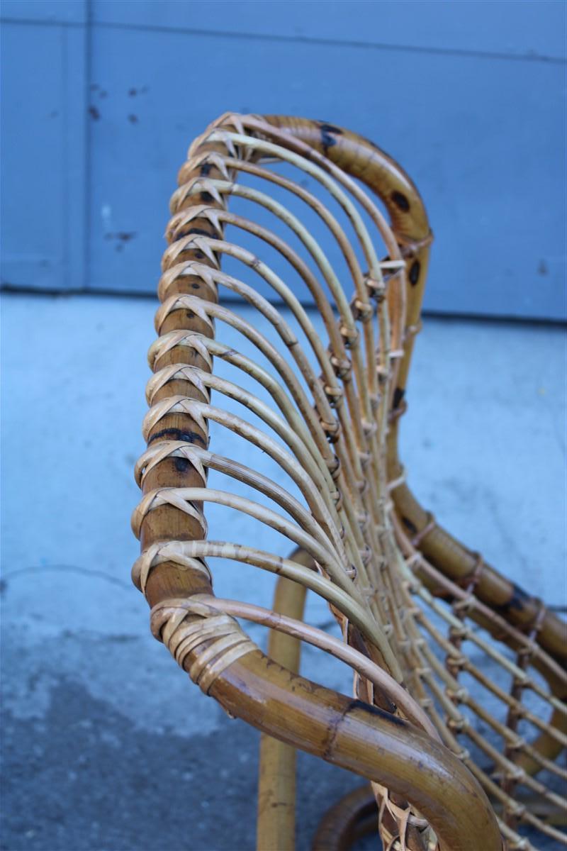 Italian Bonacina Tito Agnoli Armchair Rattan Mid-Century Model BP9 In Good Condition For Sale In Palermo, Sicily