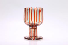 Italian Bonbon Striped Glass Dish/Bowl in red and blue from Murano, 1960s