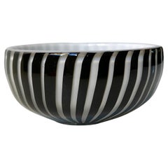 Vintage Italian Bonbon Striped Glass Dish from Murano, 1950s