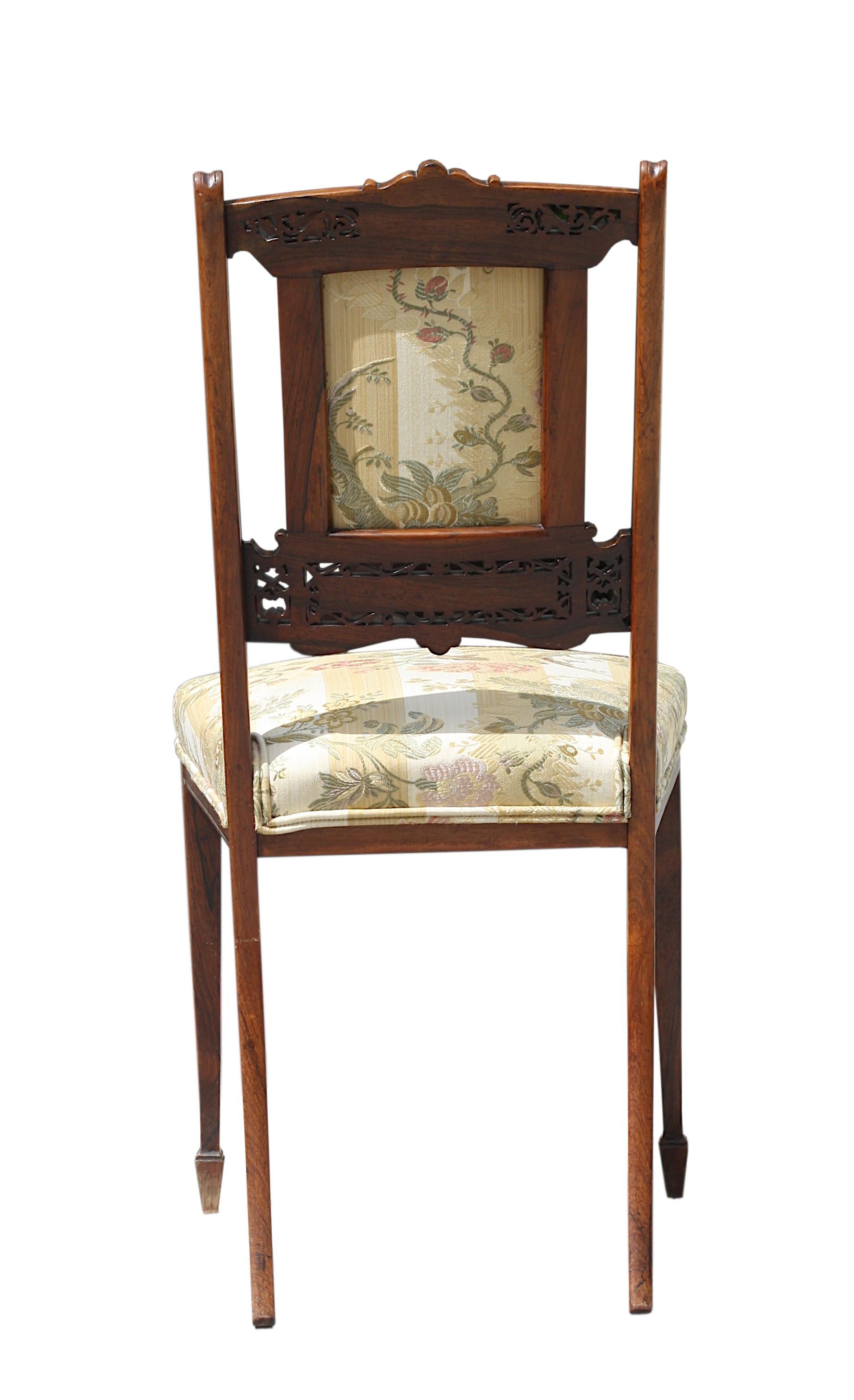 Italian Bone and Ebony Inlaid Rosewood Side Chair In Good Condition For Sale In West Palm Beach, FL