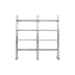 Italienisches Bücherregal Form Metal Arte Roma aus verchromtem Stahl und Glas