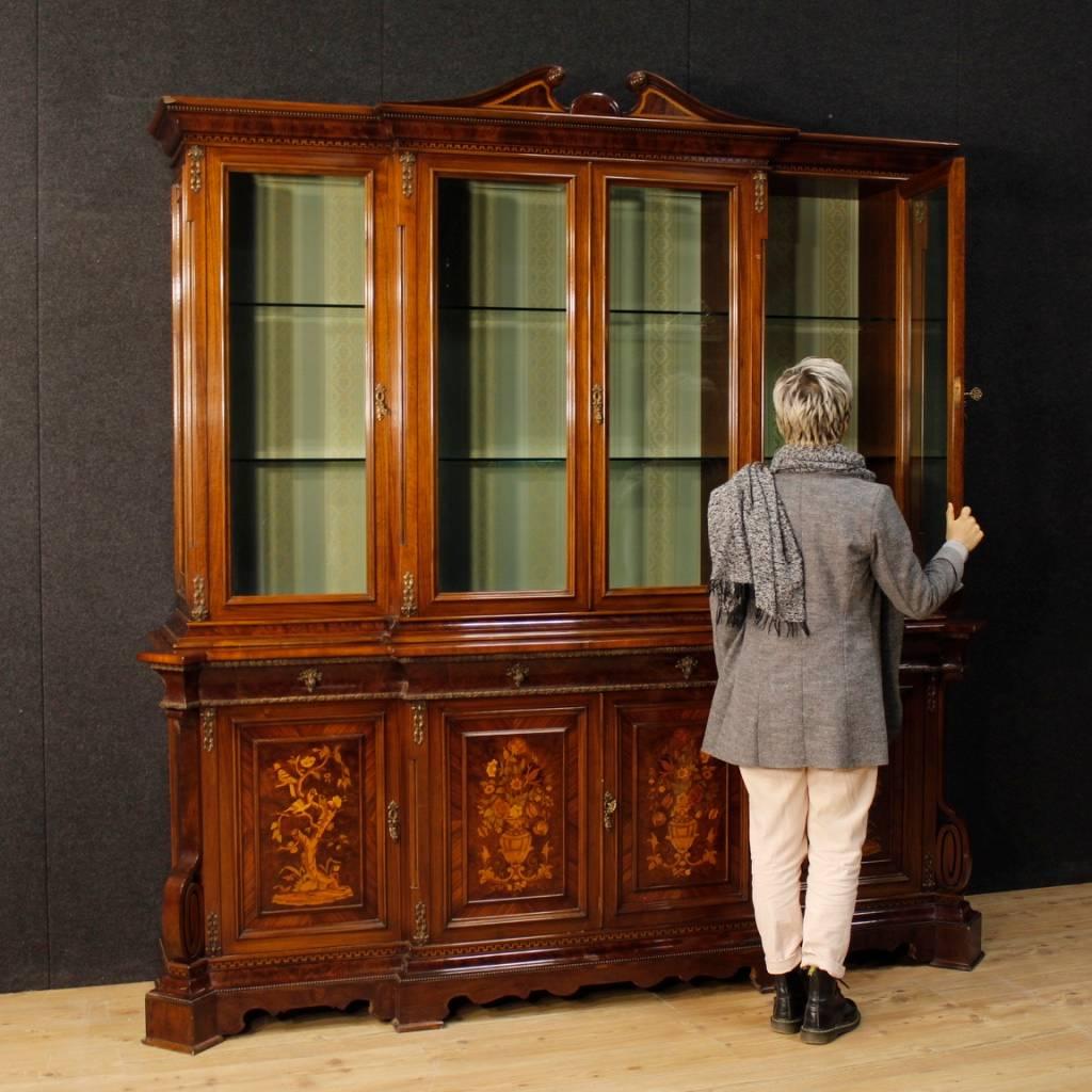 Italian Bookcase in Inlaid Walnut, Burl, Rosewood, Maple, Tulipwood, Fruitwood 3