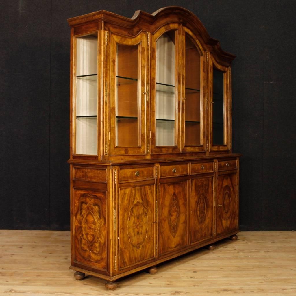Italian Bookcase in Walnut and Burl Wood from 20th Century 4