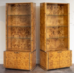 Italian Bookcase or Display Cabinet of Burr Sycamore - Two Available