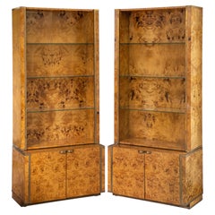Italian Bookcase or Display Cabinet of Burr Sycamore - Two Available