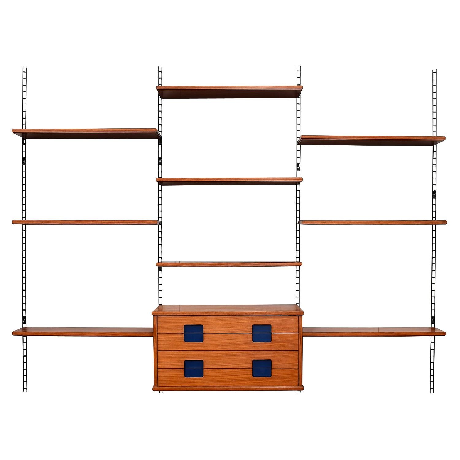 Italian Bookcase Wall Unit in Brazilian Rosewood, 1950s