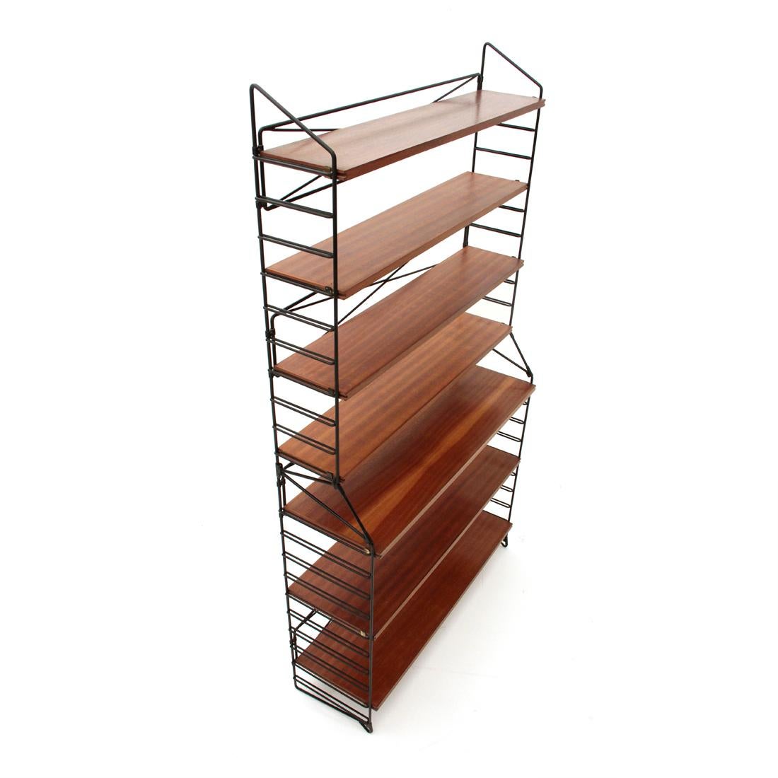 Mid-20th Century Italian Bookcase with Shelves in Teak, 1960s