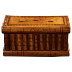 Italian "Books" Casket Box, Hidden Compartment, Walnut, Ebony, Maple, circa 1900