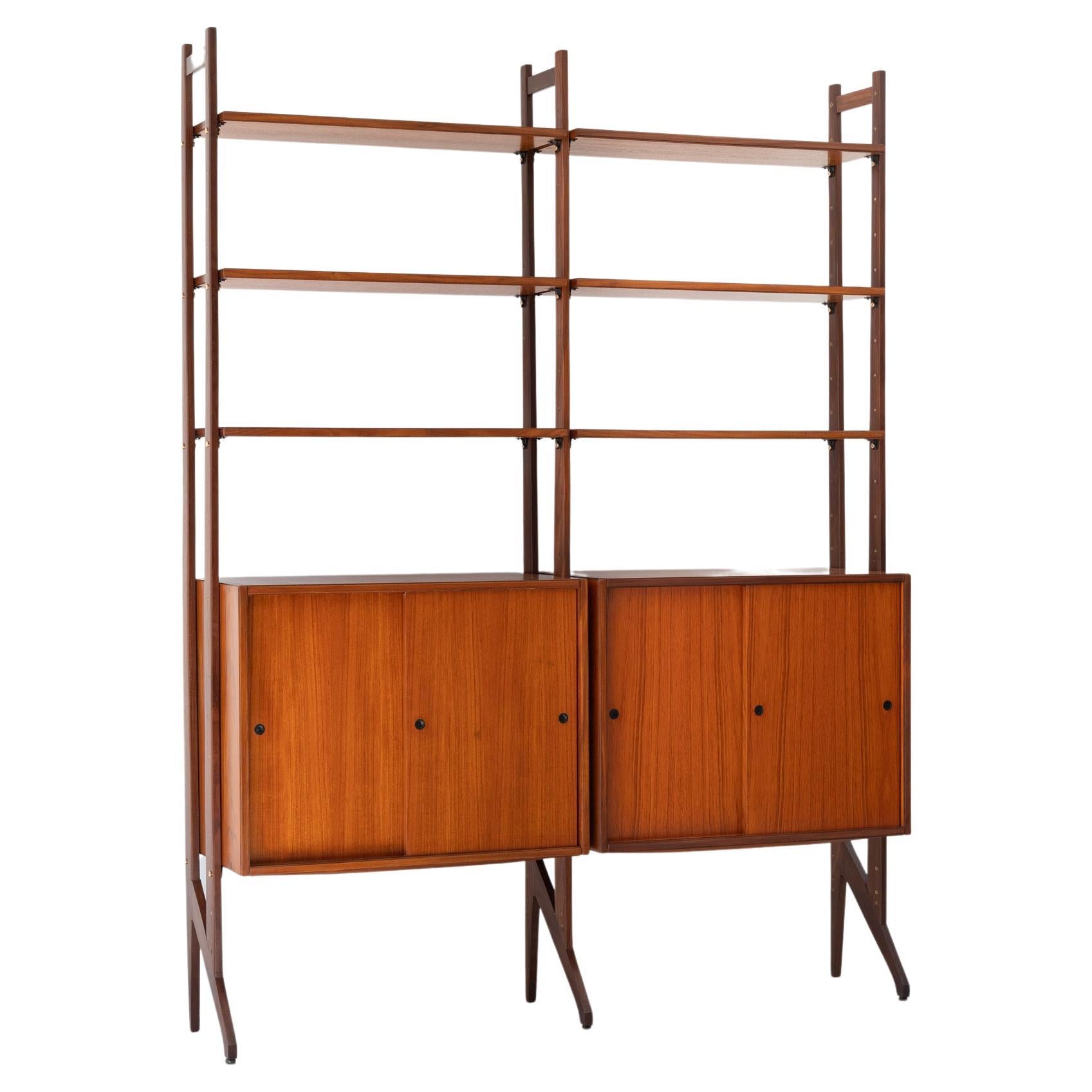 1980s Gilded Brass and Mirrors Bookshelf Library by Gony Nava For Sale