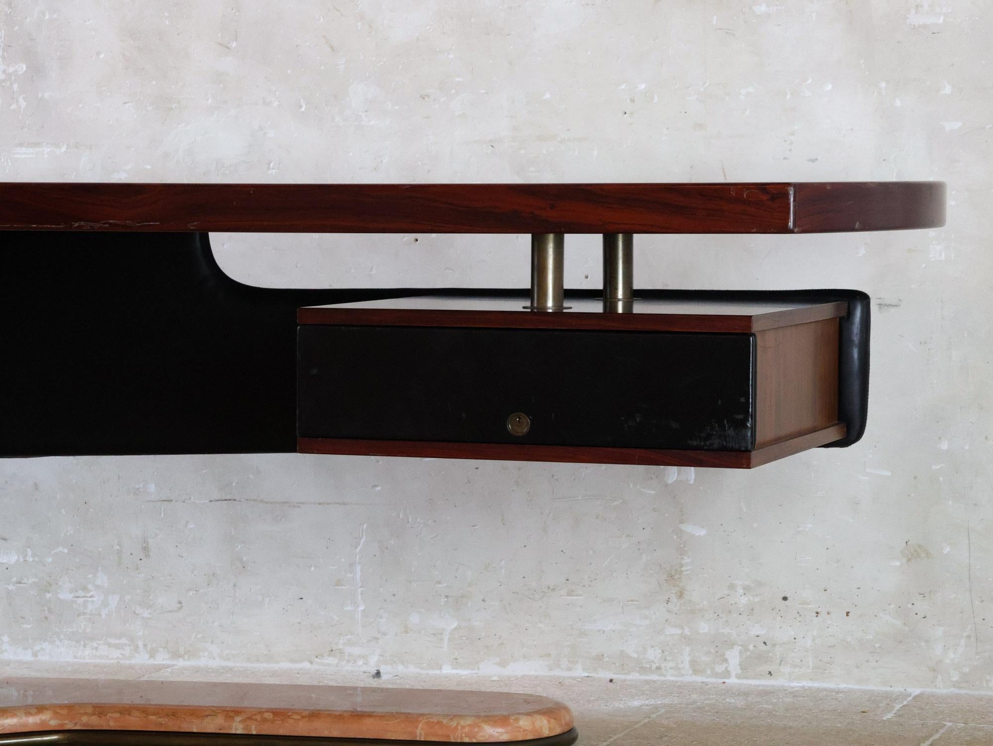 Brass Italian Boomerang desk by Renzo Schirolli, 1960s For Sale