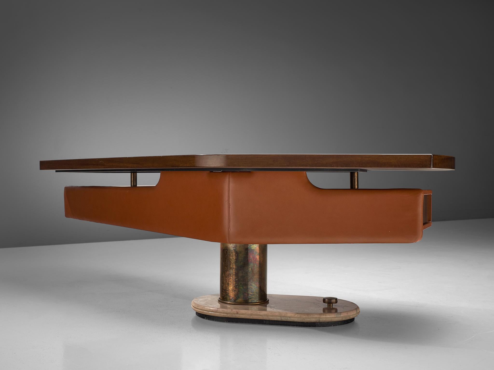 Schirolli Boomerang Desk in Wood, Italy, 1960s. In Good Condition In Waalwijk, NL