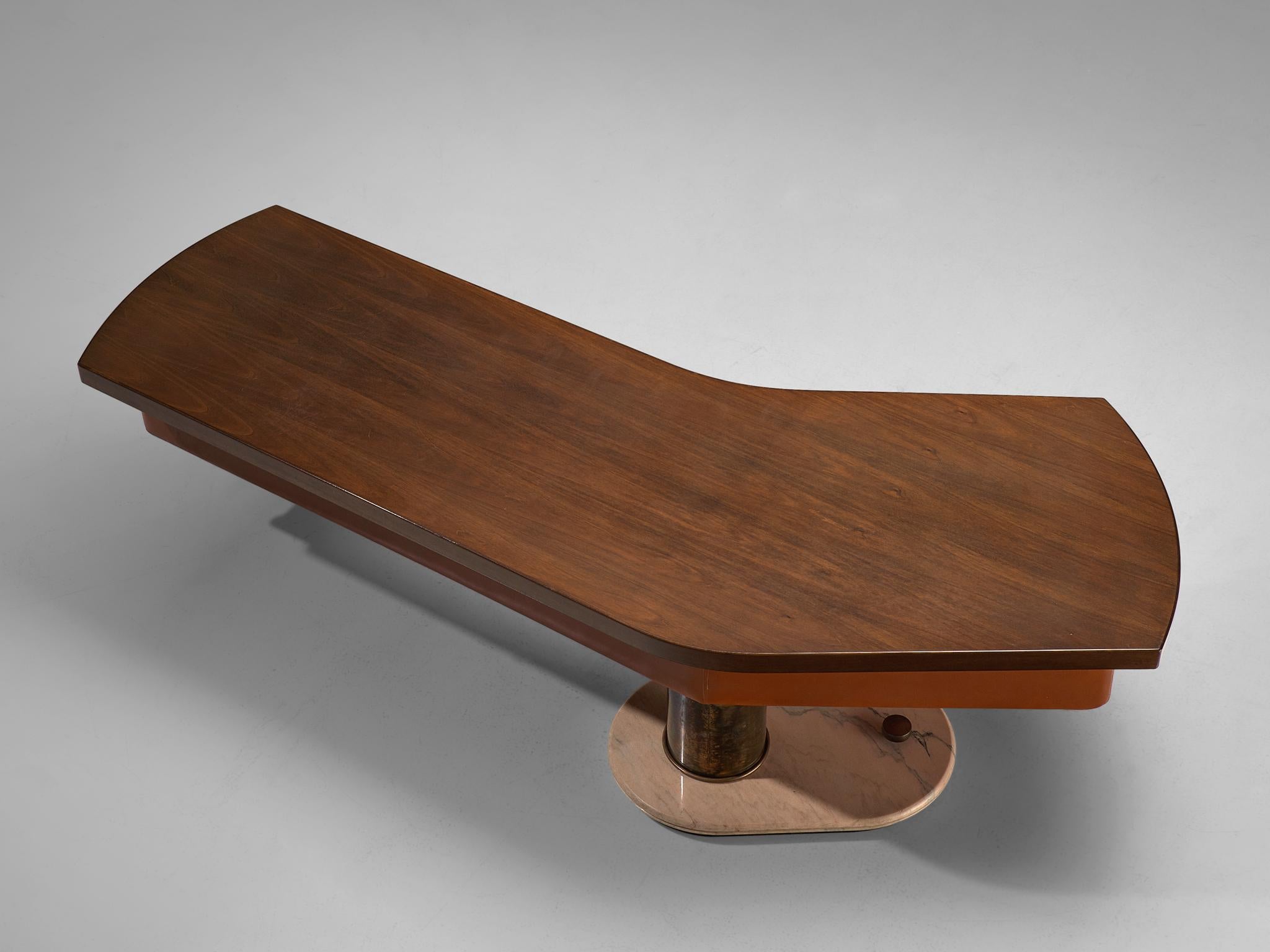 Schirolli Boomerang Desk in Wood, Italy, 1960s. 1