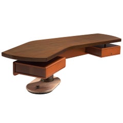 Schirolli Boomerang Desk in Wood, Italy, 1960s.