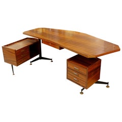 Italian Boomerang Rosewood Desk, 1960s