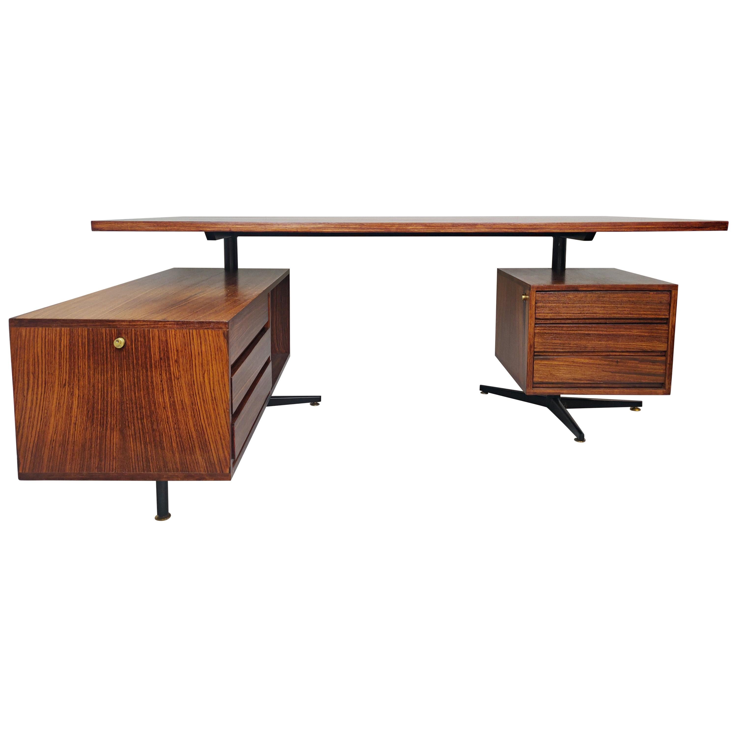 Italian Boomerang Rosewood Desk by Osvaldo Borsani, 1960s