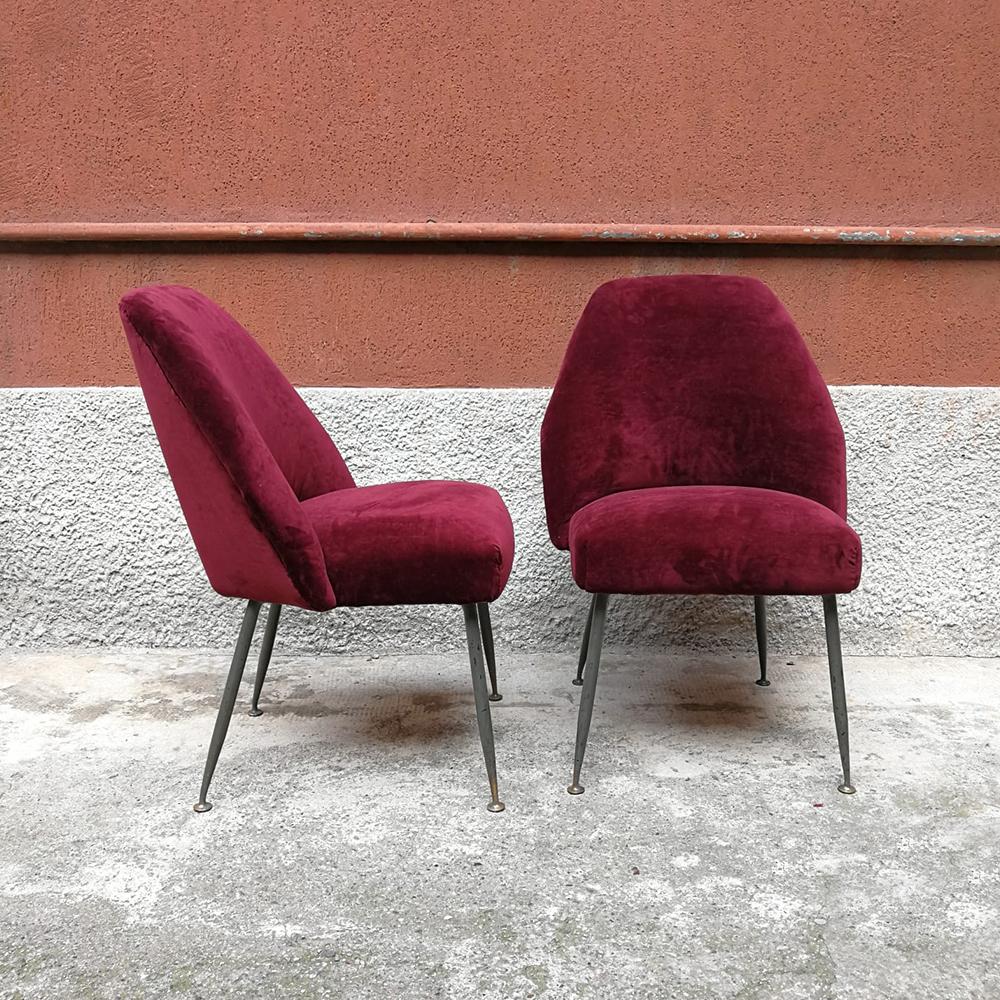 European Italian Bordeaux Velvet Campanula Chair by Carlo Pagani for Arflex, 1952